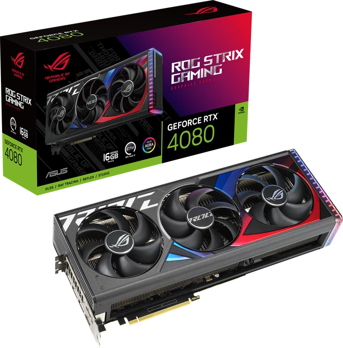 ASUS ROG Strix GeForce RTX 4080, ROG-STRIX-RTX4080-16G-GAMING, 16GB GDDR6X, 2x HDMI, 3x DP