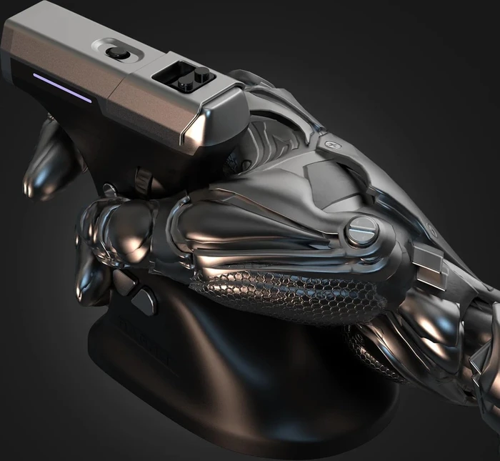 Ragnok ErgoStrike7 Wireless Gun Mouse mit Rückstoß-Funktion, vertikal, schwarz/silber, USB/Bluetooth