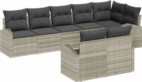vidaXL Polyrattan Gartensofa Lounge-Set hellgrau, 9-tlg.