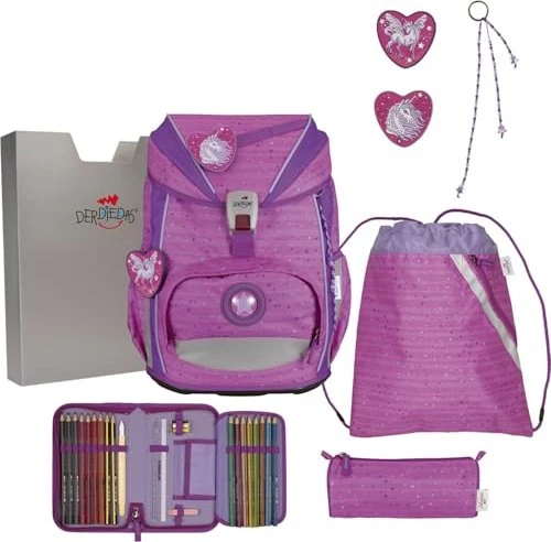 DerDieDas ErgoFlex Light Purple Unicorn Schultaschen-Set, 5-tlg.