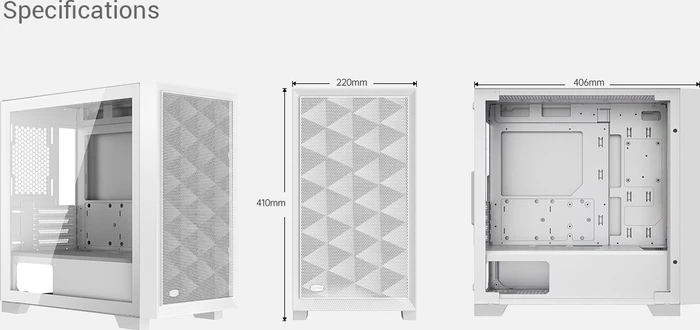 PCCooler C3D310 WH ARGB, weiß, Glasfenster