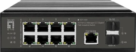 LevelOne IGP Industrial Railmount 2.5G Managed Switch, 8x RJ-45, 2x SFP+, 480W PoE++ (IGP-1091 / 55055407101)