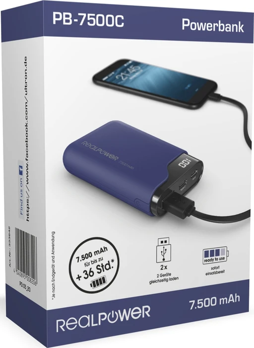 Ultron Powerbank RealPower PB-7500C navy blue
