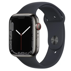 Apple Watch Series 7 (GPS + Cellular) 45mm Edelstahl graphit mit Sportarmband Mitternacht