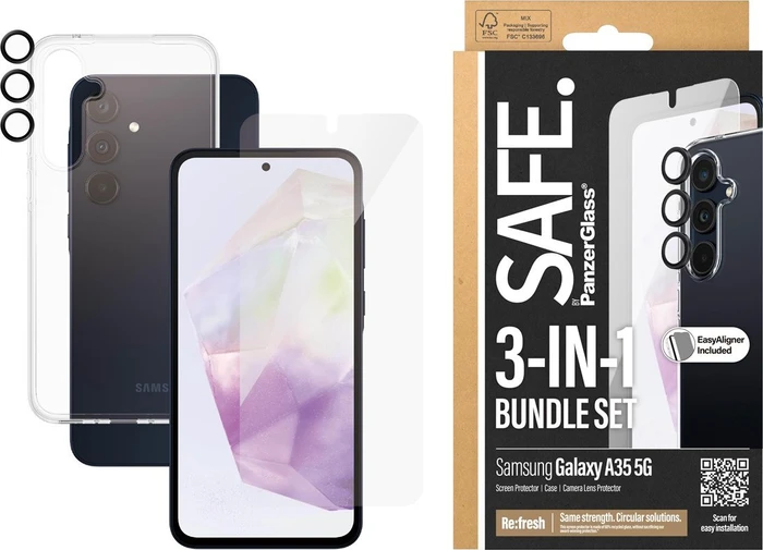 PanzerGlass Safe 3-in-1 Protection Pack für Samsung Galaxy A35 5G