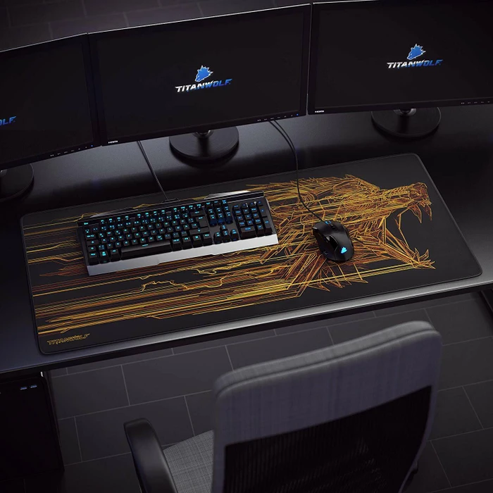 Titanwolf Orange Lightning XXL Speed Gaming-Mauspad, schwarz/orange