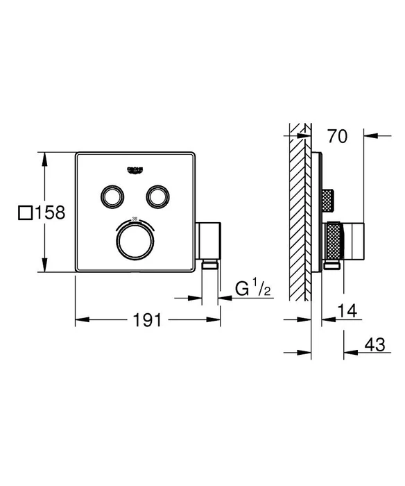 Grohe Grohtherm SmartControl Thermostat mit 2 Ventilen chrom