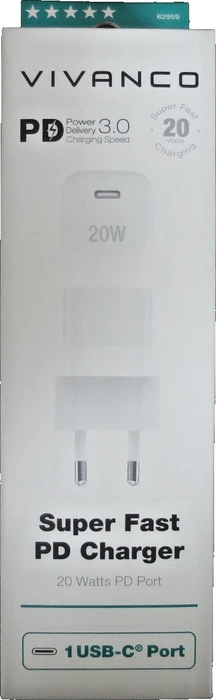 Vivanco Super Fast Charger Power Delivery 3.0 USB USB-C 20W weiß