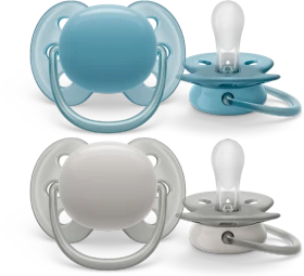 Philips Avent SCF091/17 ultra soft Beruhigungsschnuller, 6-18M, Silikon, blau/grau, 2 Stück