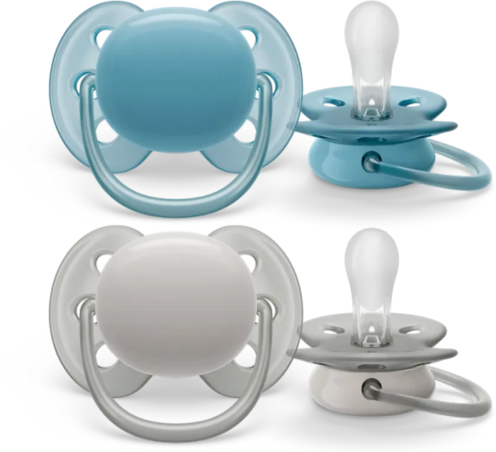 Philips Avent SCF091/17 ultra soft Beruhigungsschnuller, 6-18M, Silikon, blau/grau, 2 Stück