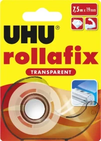 UHU rollafix Transparent transparent, Klebestreifen-Abroller, 19mm/7.5m, 1 Stück