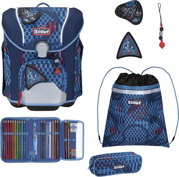 Scout Micro Exklusiv Safety Light Space Explorer Schultaschen-Set, 4-tlg.