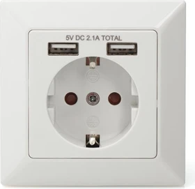 Digitus Sicherheits-Steckdose für Unterputzmontage mit 2USB-Ports