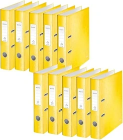 Leitz Qualitäts Ordner 2-Ring 180° WOW, 50mm, A4, gelb, 10er-Pack