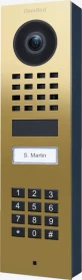 DoorBird D1101KV IP Video Türstation mit 1 Ruftaste, Keypad Modul, Edelstahl V4A, Messing-Optik, hochglanzpoliert, Aufputz