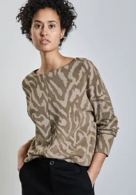 Street One Two-Tone Jaquard Shirt langarm honey sand (Damen)