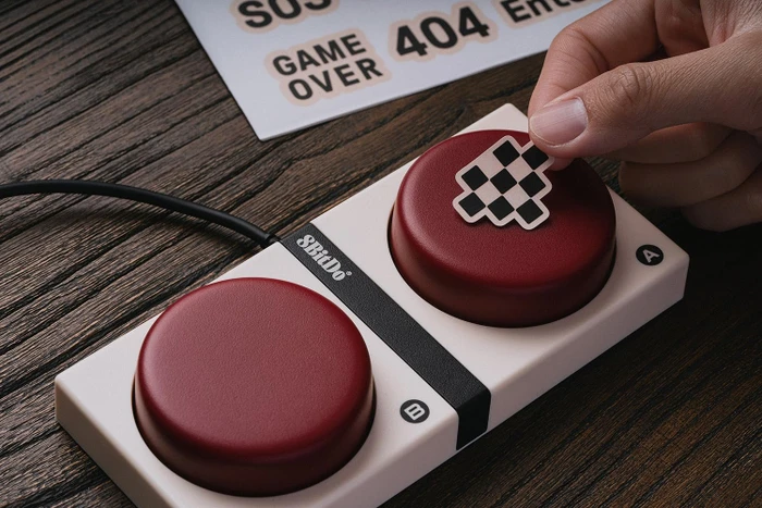 8BitDo Retro Mechanical Keyboard, Fami Edition, weiß/rot, Kailh Box V2 WHITE, USB/Bluetooth, US