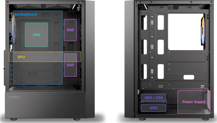 Antec AX27 RGB Elite, schwarz, Glasfenster