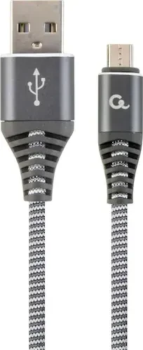 Gembird Premium Cotton Braided Micro-USB Charging And Data Cable 1.0m grau/weiß