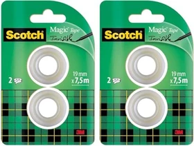 3M Scotch Magic Nachfüllpackung transparent, Klebeband, 19mm/7.5m, 2 Stück