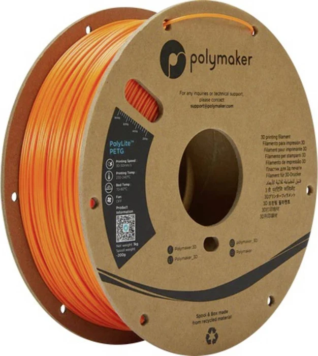 Polymaker PolyLite PETG, orange, Spule, 1.75mm, 1.00kg