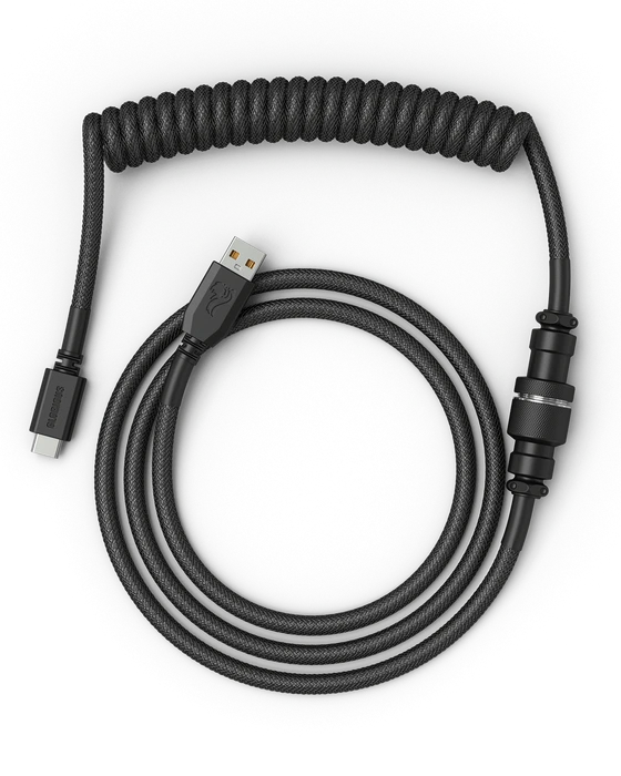 Glorious Coiled Cable USB-C auf USB-A, Tastaturkabel (Spiral-Textilkabel), 1.37m, Phantom Black