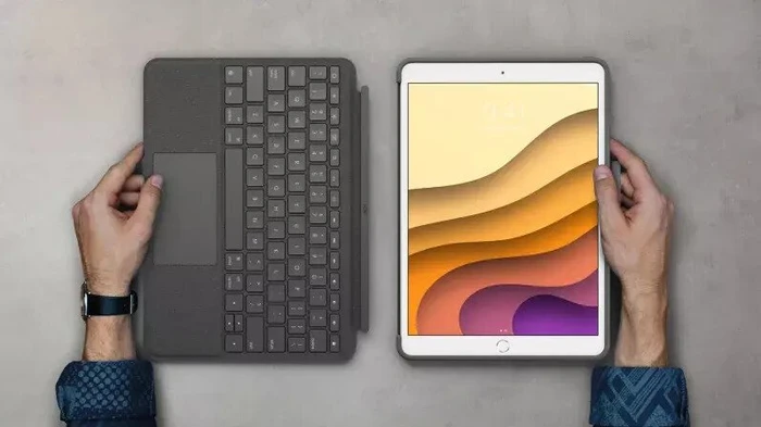 Logitech Combo Touch Tastatur Case für iPad 7, grau, DE