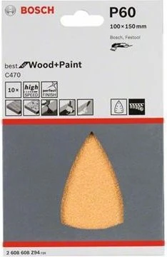 Bosch Professional C470 Best for Wood and Paint Schleifblatt K60, 100x150mm, 10 Stück