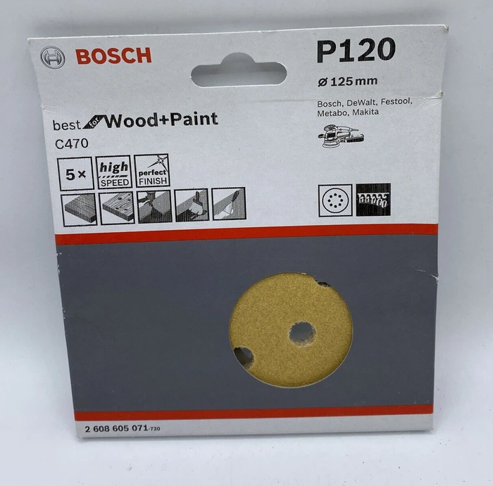 Bosch Professional C470 Best for Wood and Paint Schleifblatt K120, 125mm, 5 Stück