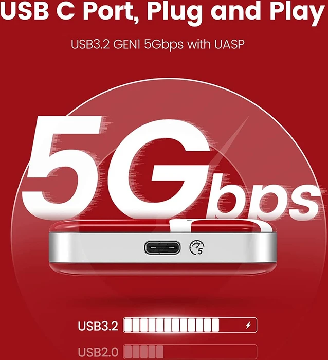 Orico SUPRE-5G SSD, rot, 256GB, USB-C 3.0