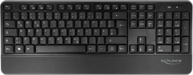 DeLOCK kabellose Tastatur mit Handballenauflage und Maus Set schwarz, USB, DE