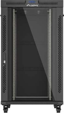 Lanberg 19" Rackschrank 27HE, LCD, freistehend, Flat Pack, V2, Glastür, IP20, RAL 9004, 1000mm tief