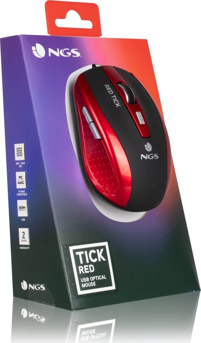NGS Tick Wired Mouse rot, USB
