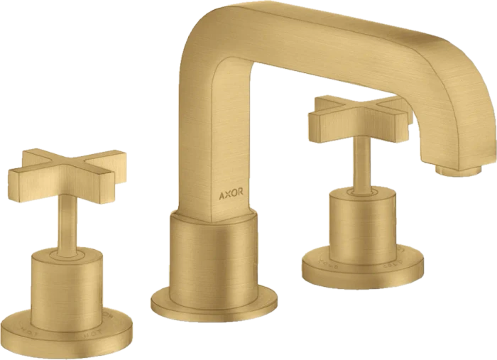 Hansgrohe Axor Citterio 3-Loch Wannenrandarmatur mit Kreuzgriffen brushed goldoptik