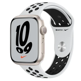 Apple Watch Nike Series 7 (GPS) 45mm Aluminium Polarstern mit Sportarmband Pure Platinum/schwarz
