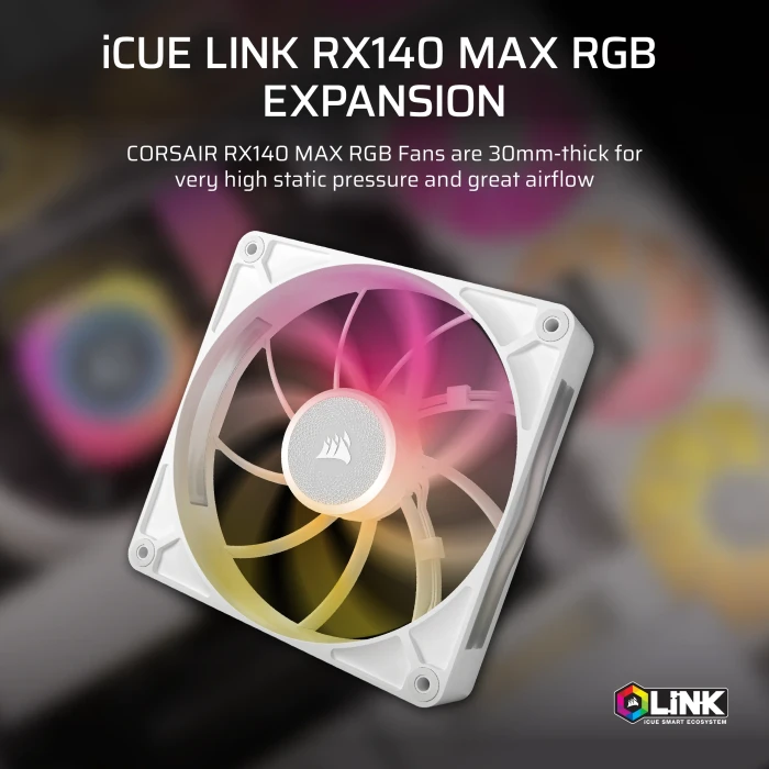 Corsair iCUE LINK RX140 Max RGB Expansion Kit, weiß, 140mm