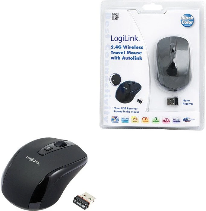LogiLink Wireless Optical Mouse schwarz, USB