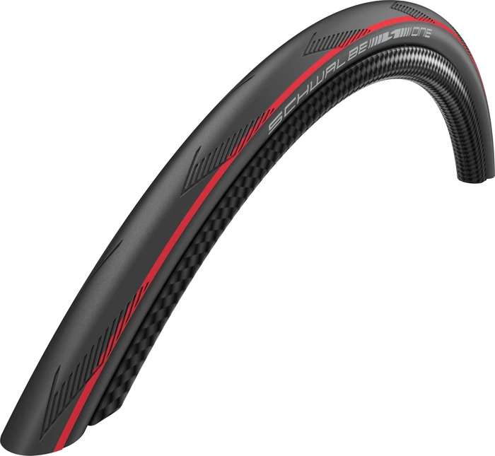 Schwalbe One 700x25C LiteSkin RaceGuard Addix Reifen red stripes