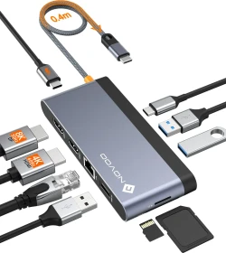 Novoo 10-in-1 8K Dual Display Hub, USB-C 3.0 [Stecker] (NHM10S-MA00)