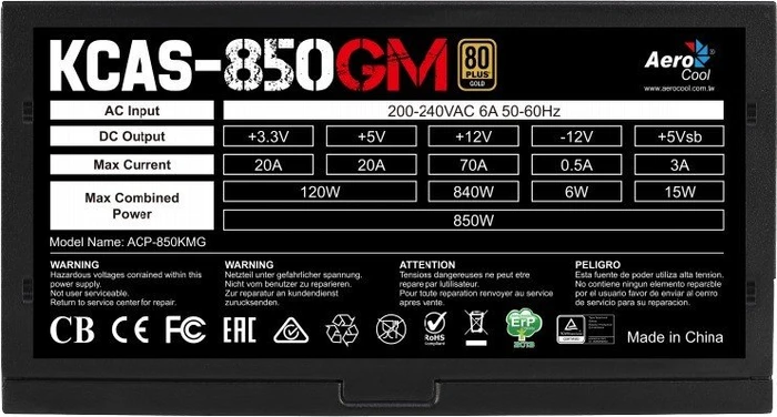 AeroCool KCAS 850GM 850W, ATX 2.4