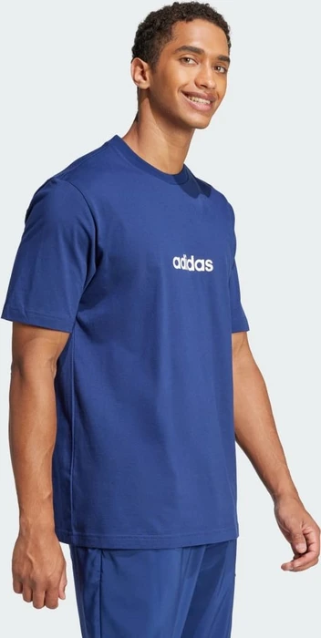 adidas Essentials Linear Single Jersey T-Shirt kurzarm dark blue/white (Herren)