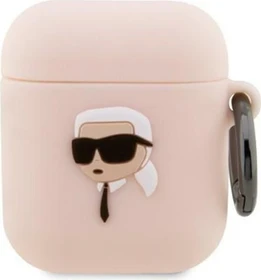 Karl Lagerfeld NFT Karl Head 3D Silicone Case für Apple AirPods 1/2 pink