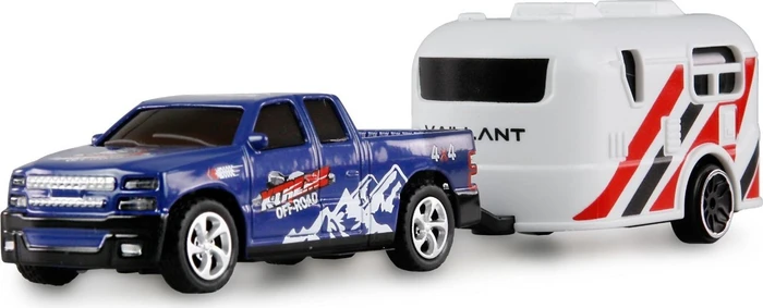 Amewi Pickup mit Wohnwagen RTR blau 1:64