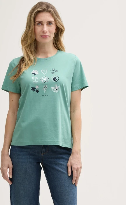 Tom Tailor Print T-Shirt kurzarm bleeched green (Damen)