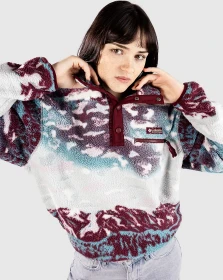 Columbia Helvetia II Cropped Sherpa Half Snap Fleece Print Pullover rich wine sisters/rich wine (Damen)