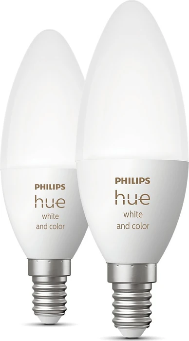 Philips Hue White and Color Ambiance LED-Bulb E14 5.3W, 2 Stück