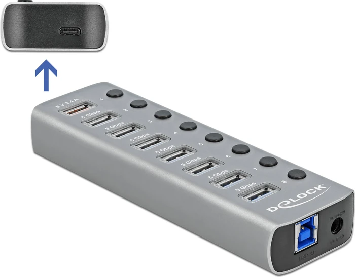 DeLOCK USB-Hub, 7x USB-A 3.0, USB-B 3.0 [Buchse]