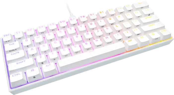 Corsair Gaming K65 RGB Mini, 60%, weiß, MX SPEED RGB Silver, USB, DE