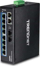 TRENDnet TI Hardened Industrial Railmount Gigabit Switch, 8x RJ-45, 2x RJ-45/SFP (TI-G102)