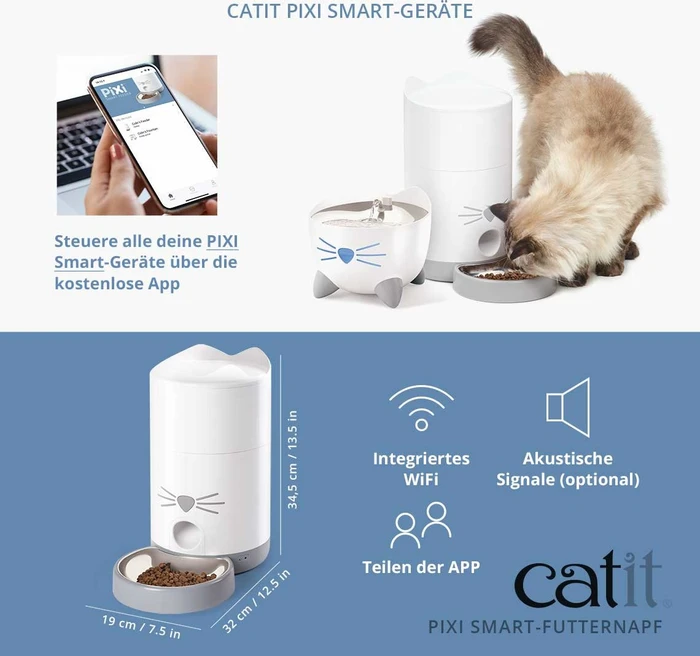 Catit PIXI Smart-Futterautomat für Trockenfutter, WLAN, weiß